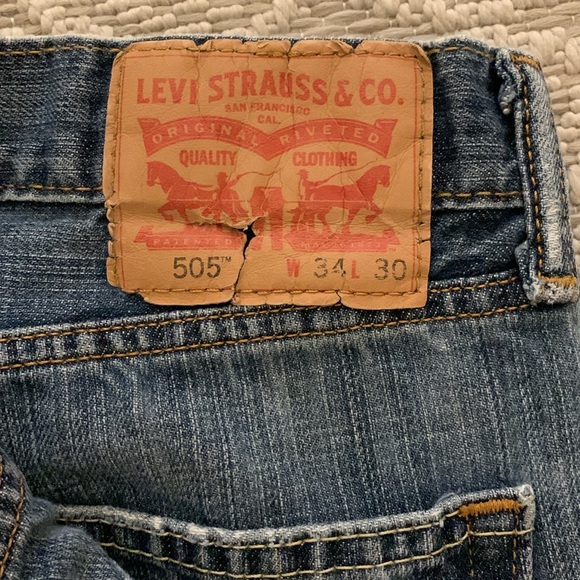 Levi’s 505 Denim Jeans 34 X 30, Red Tag, Button & Zip, See Pics & Description - Picture 5 of 17